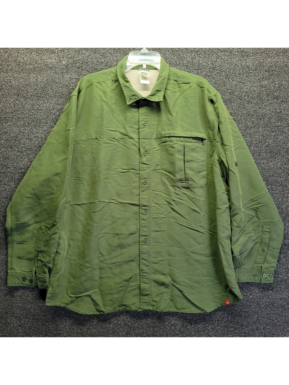 THE NORTH FACE Mens Sz 2XL Solid Green Button Up Shirt Long Sleeve Modal/Poly